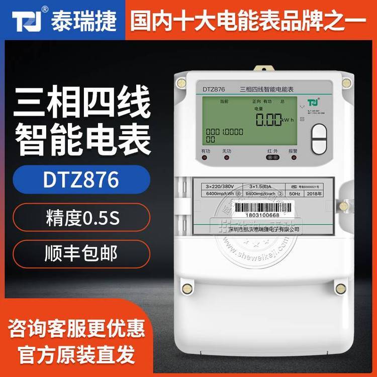 泰瑞捷DTZ876三相四線智能電表3*100V三相高壓電表