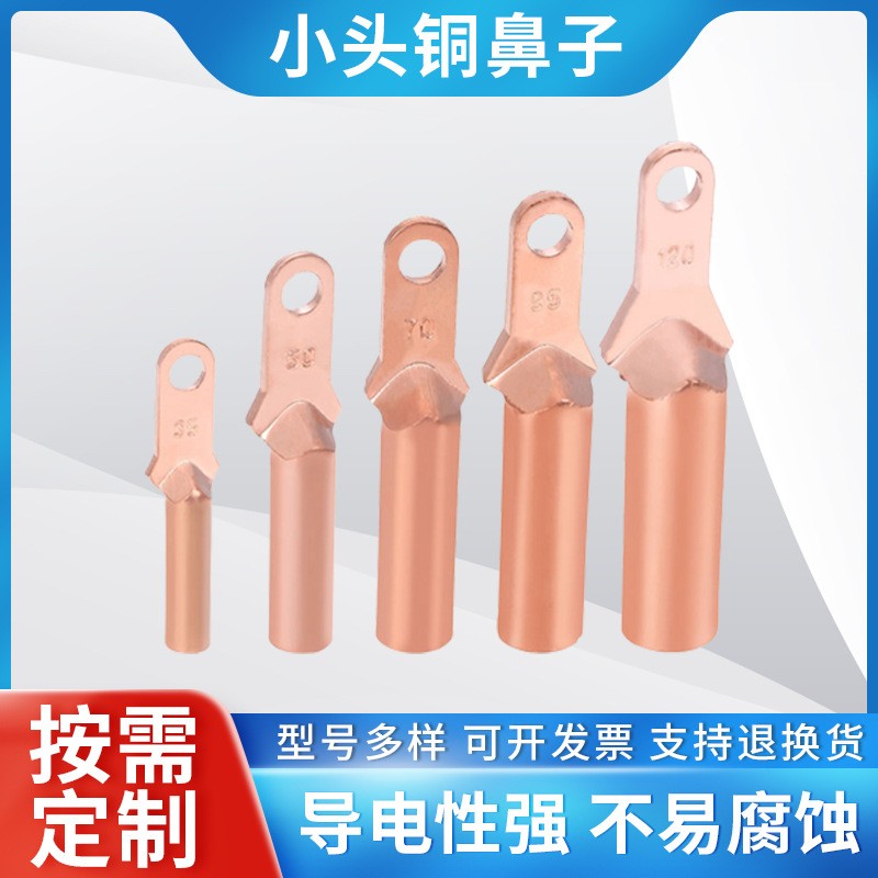 金蟾廠家供應(yīng)塑殼空開銅鼻子螺絲孔8.5小頭線鼻子銅端子定制