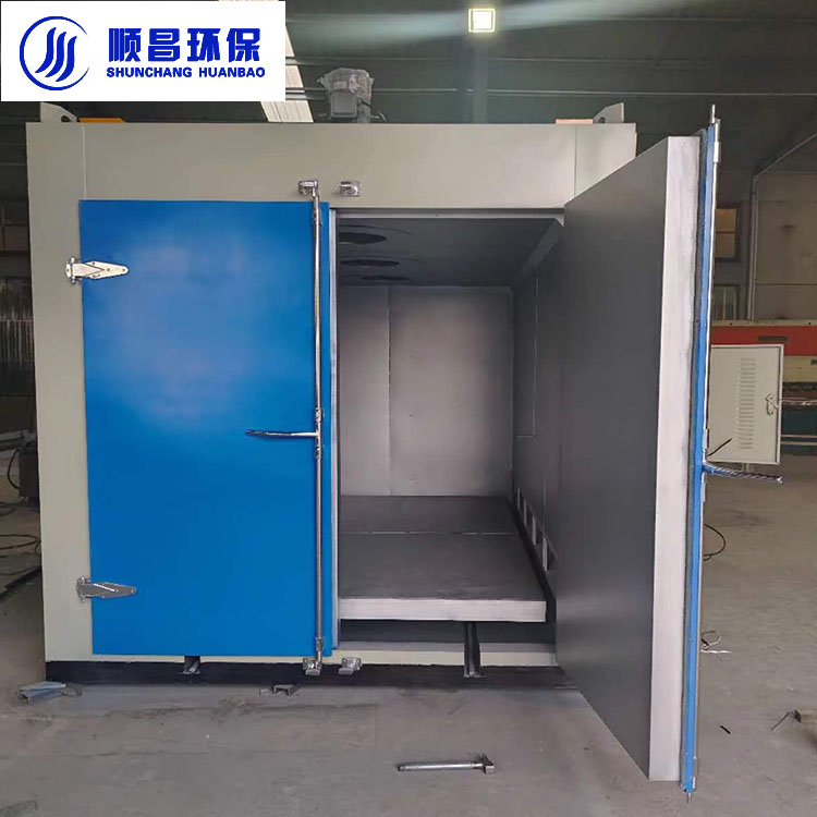 金屬工件280°C熱處理烘箱平板凹槽軌道式工業(yè)干燥箱