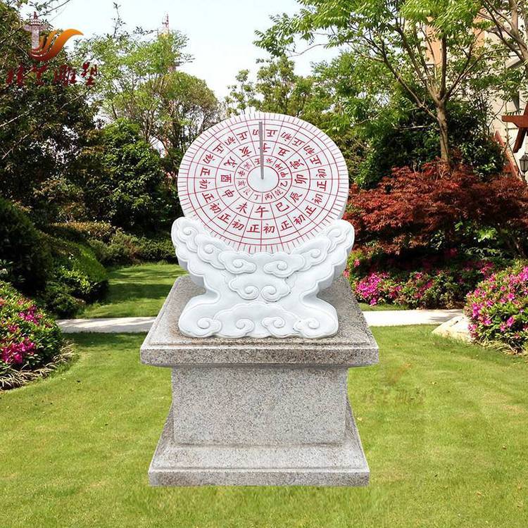 漢白玉日晷擺件樓蘭雕塑***石頭日晷計時器景觀小品