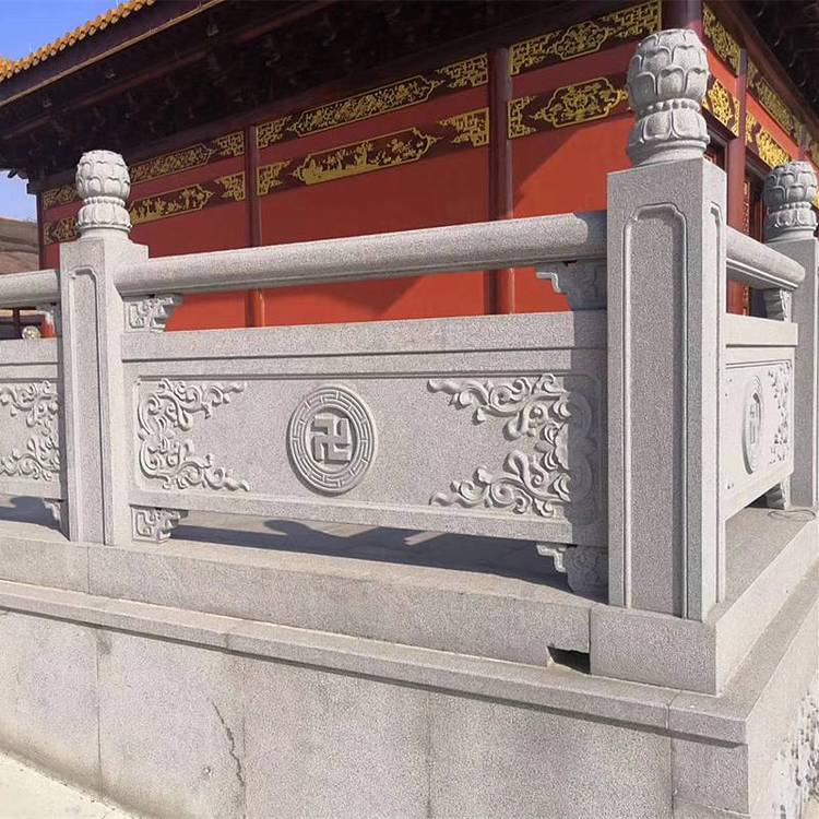 古建工程石雕欄桿石頭欄桿上門安裝