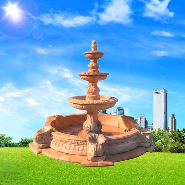 花崗巖黃麻石噴泉來圖加工景區(qū)流水景觀小區(qū)三層水缽