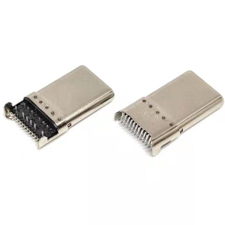 TYPE-C24PIN沉板公頭CH=0.25MM兩腳插板前插后貼長(zhǎng)L=14.65MM