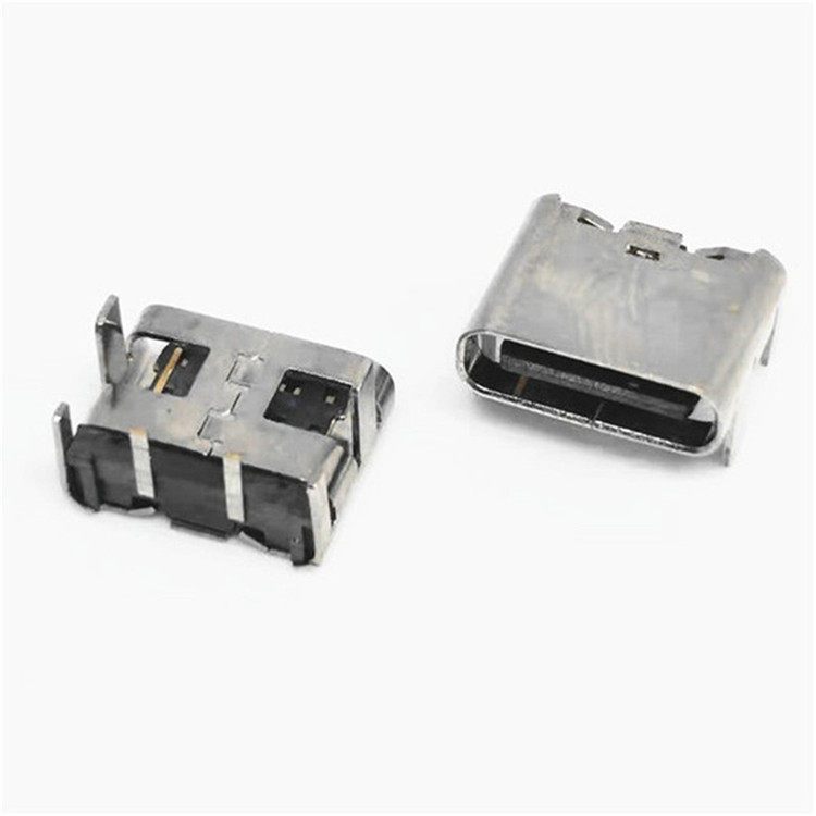 TYPE-C2PIN板上型母座90度插板DIP四腳插板長L=7.35MM單充電