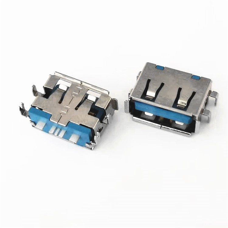 USB2.05PIN沉板SMT母座短體10.5MM沉板1.11.9四腳插板卷邊