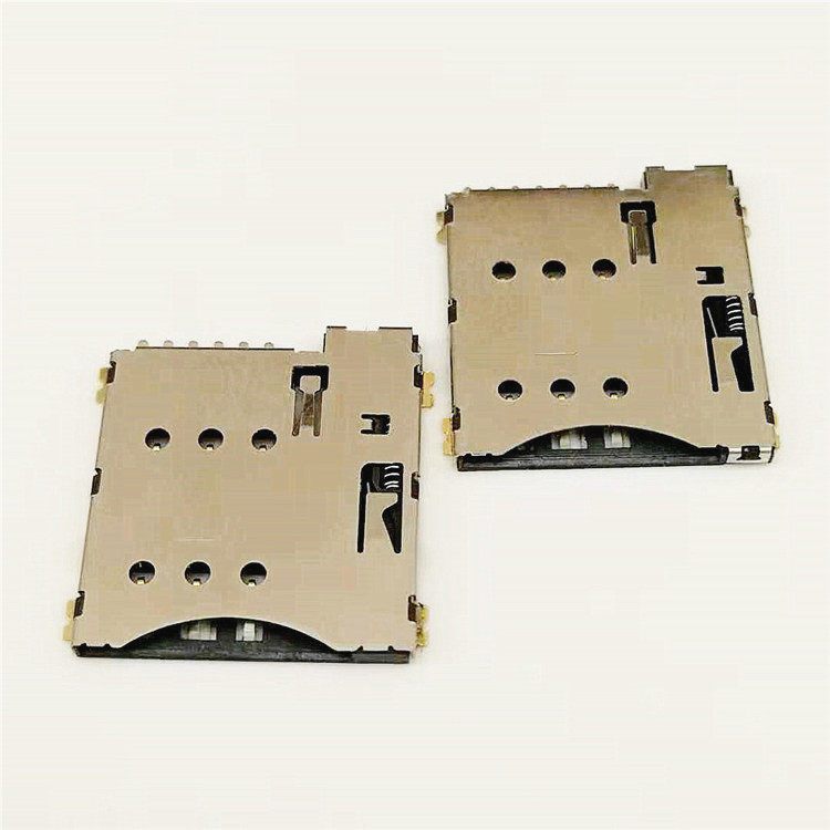 MICROSIM卡座外焊自彈式PUSHPUSH卡座6PIN帶CDPIN貼板式SMTH=1.35mm