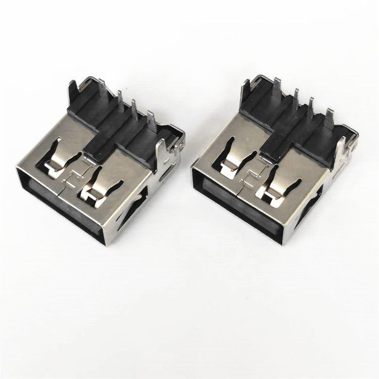 USB2.04PIN母座90度DIP直腳直邊大電流端子加寬過3A電流