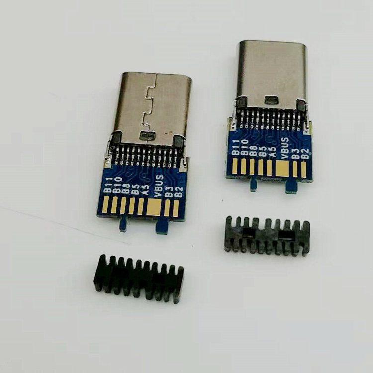 USB3.1TYPE-C夾板公頭24PIN夾板0.8帶PCB板帶線夾兩面插正反插