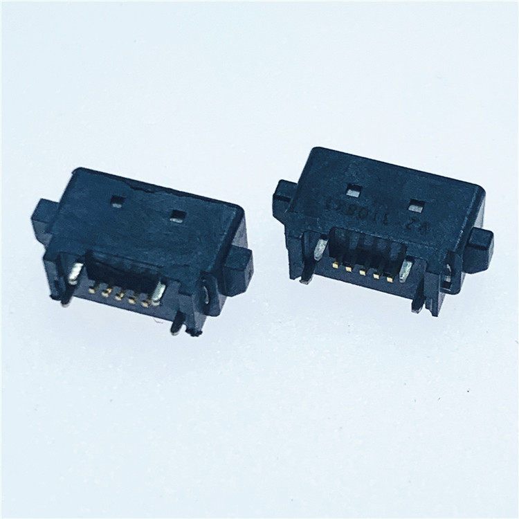 MICROUSB5PINB型立貼防水母座180度立式貼片四腳插板帶雙耳
