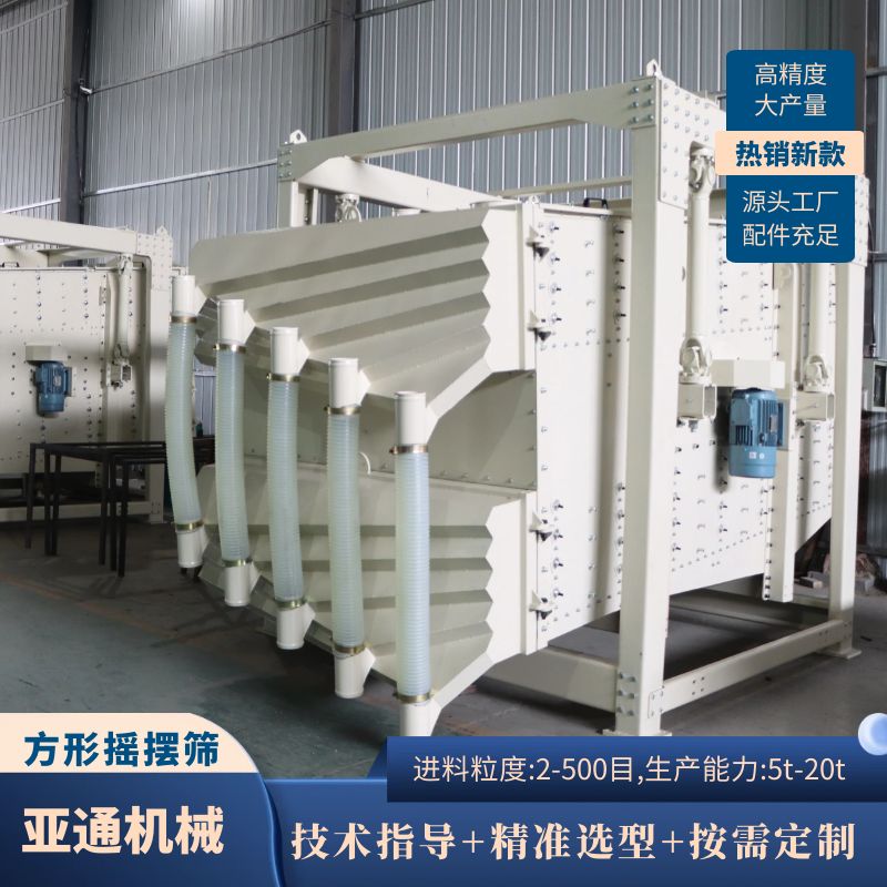 石英砂方形搖擺篩圓機(jī)制砂冶金耐火材料高效篩分振動篩廠家亞通