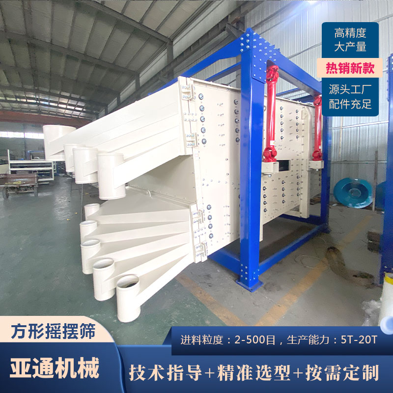 亞通機(jī)械礦山設(shè)備方形搖擺篩化工冶金重堿食鹽復(fù)合肥篩分除雜用