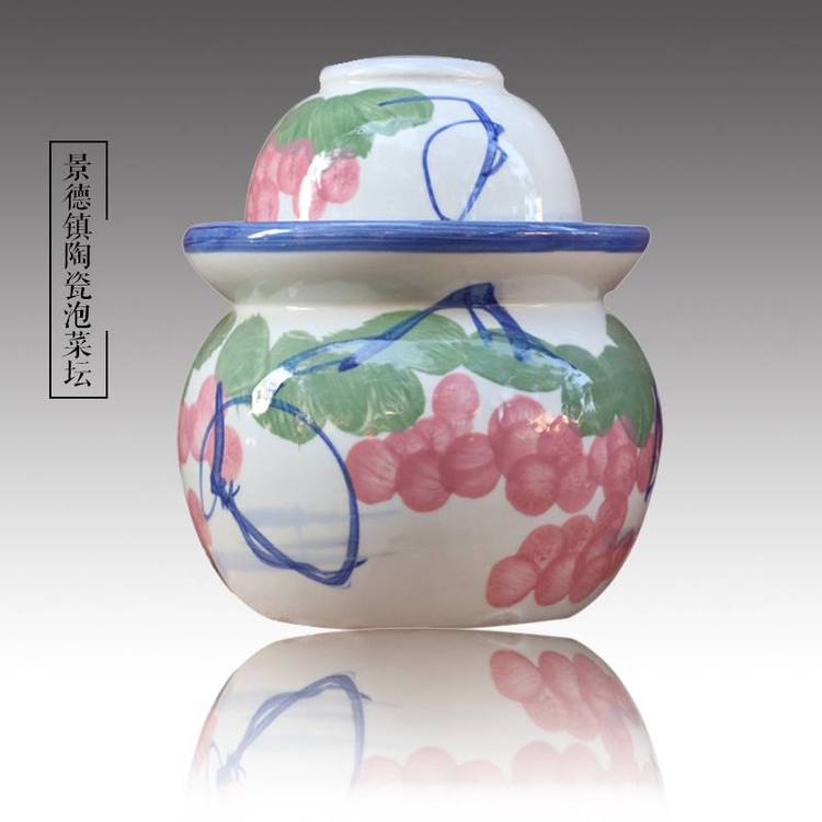 陶瓷泡菜壇子家用帶蓋儲物罐雙蓋泡菜壇子腌菜壇可加logo