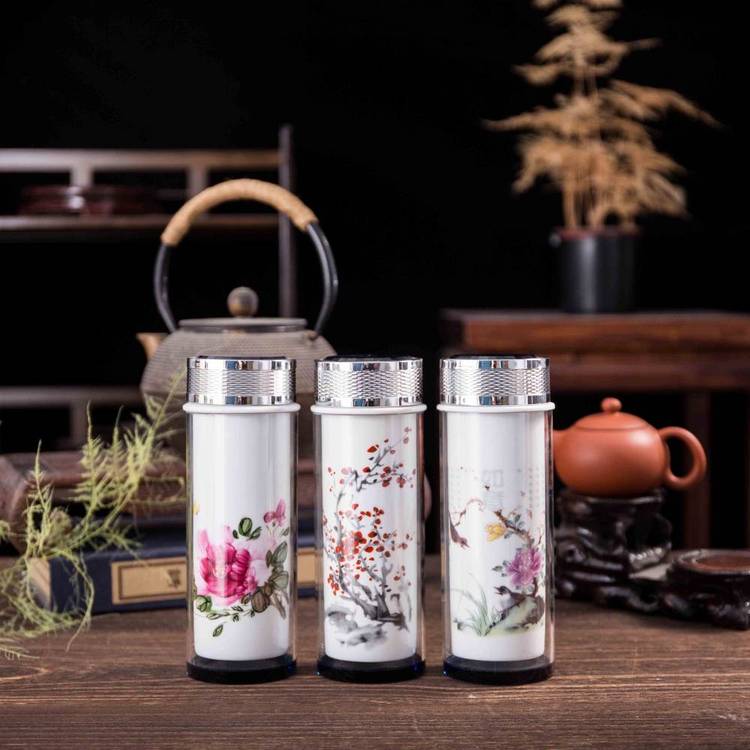 300毫升陶瓷變色保溫杯雙層內(nèi)膽帶蓋水杯可加logo