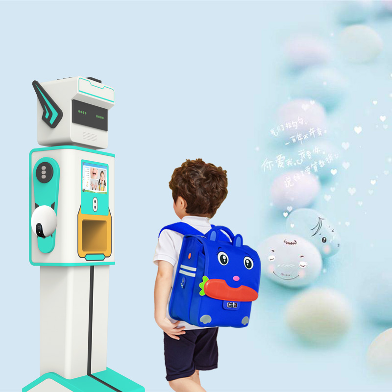 晨檢機器人幼兒園健康體檢設備測溫消毒手足口檢查一體機身高