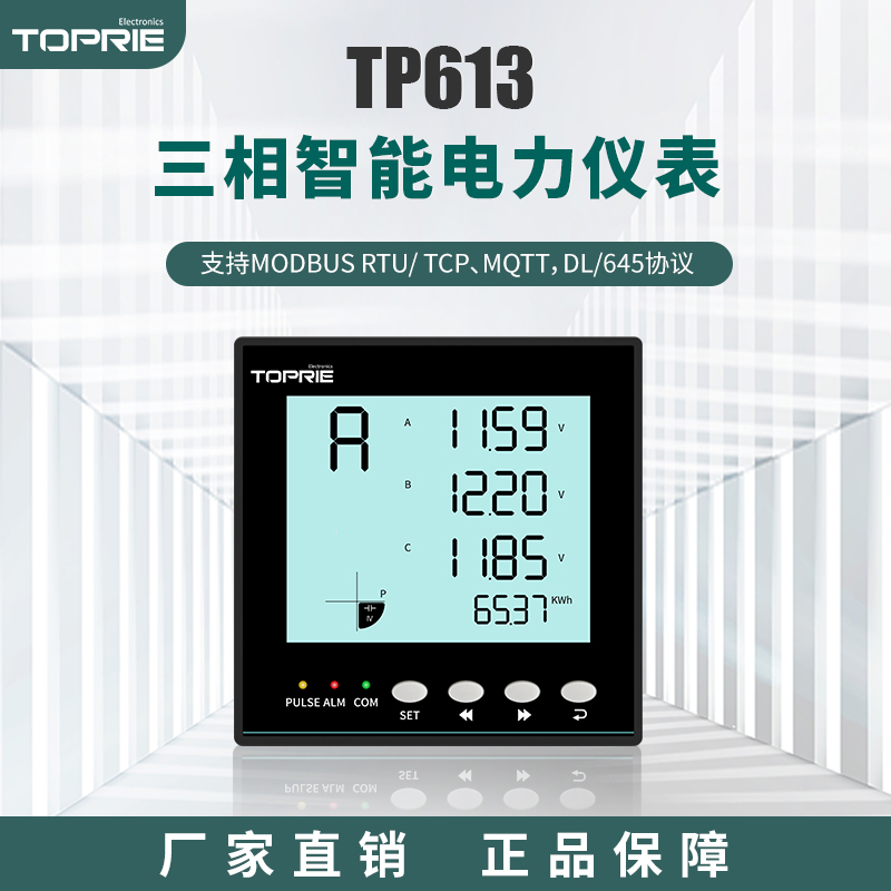 【拓普瑞】電力監(jiān)控系統(tǒng)TP613三相電能表同時(shí)測(cè)28個(gè)電參數(shù)