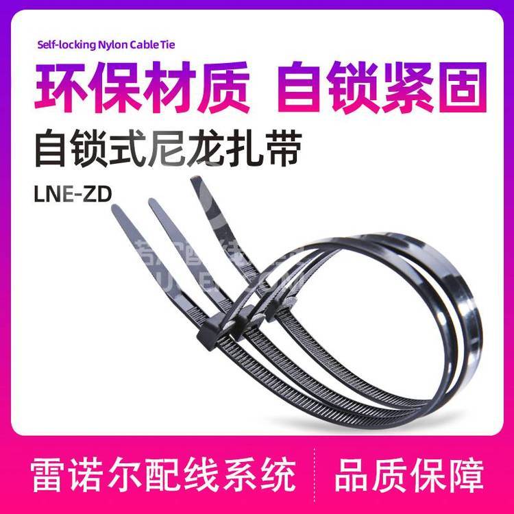 雷諾爾LNE-ZD自鎖式尼龍扎帶，黑綁線