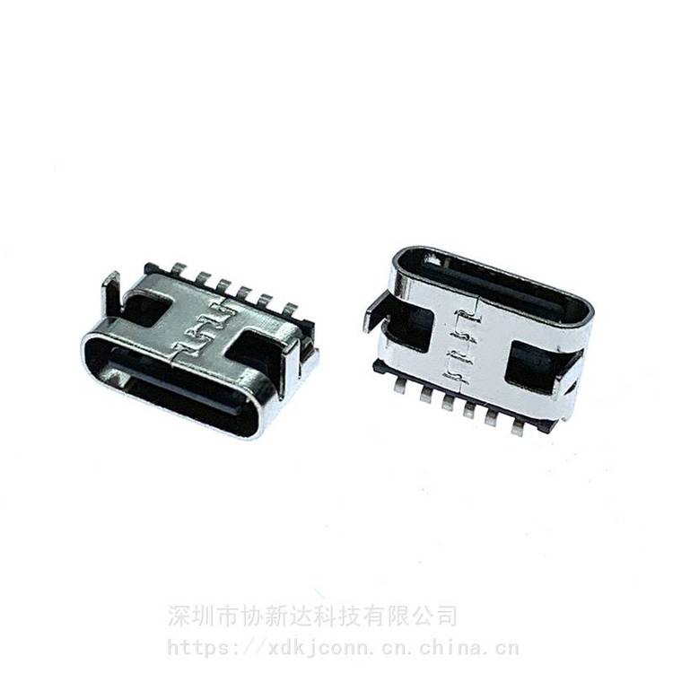 TYPEC超短體5.1mm母座USB3.1臥式前插后貼插座6PIN板上單排SMT插座L=5.1
