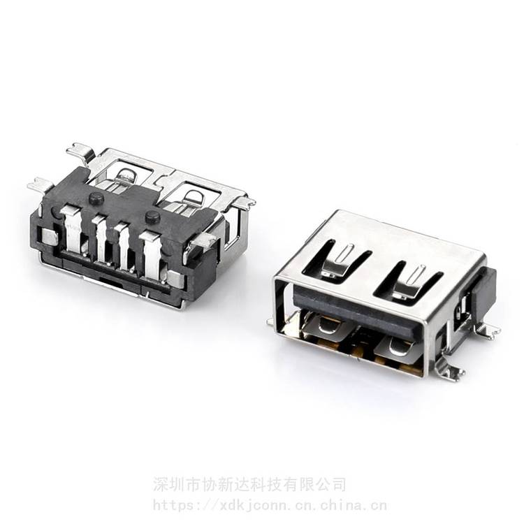 USB短體全貼大電流母座AF臥式四腳貼板快充插座A母板上型貼片式快充3A5A插座