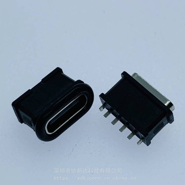 USB3.1直插防水母座4PIN簡易充電防水插座TYPEC直立式180度DIP防水IPX8