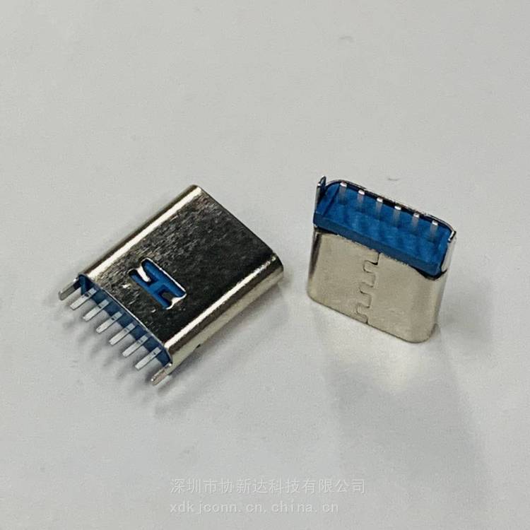 直立式6P母座USB3.1立式180度插板母座H=9.310.010.5TypeC立插藍(lán)膠