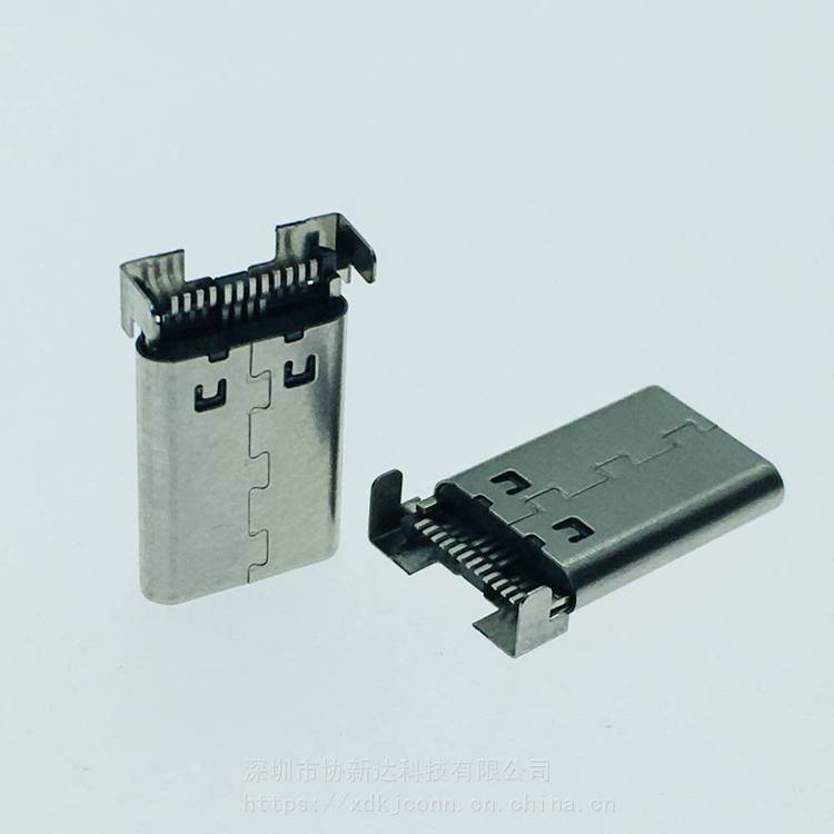 TYPEC沉板單排貼片插頭USB3.1兩腳沉板式SMT公頭12PIN沉板式貼板插頭長(zhǎng)度15.5