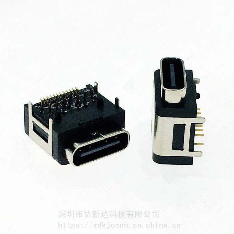 TYPEC板上前插后貼防水母座24P臥式DIP SMT防水插座USB3.1四腳插板防水母座帶防水圈