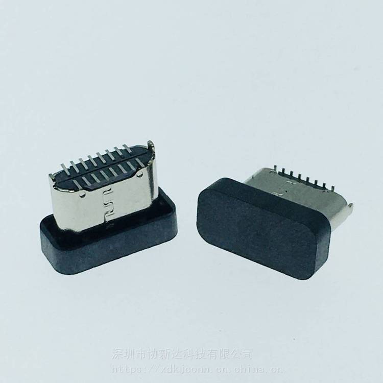 16P立式貼片母座TYPEC直立式180°SMT插座USB3.1立貼母座H=6.6MM編帶