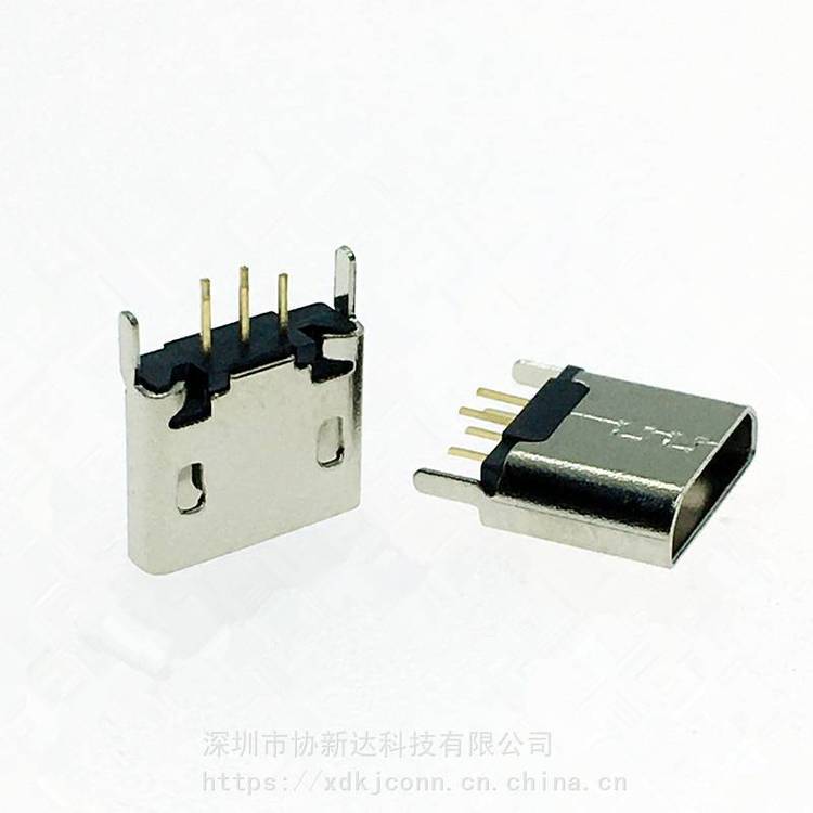 麥克B型直立式插板母座MICROUSB5P\/F立式直插180度DIP插座外露6.0腳長2.0