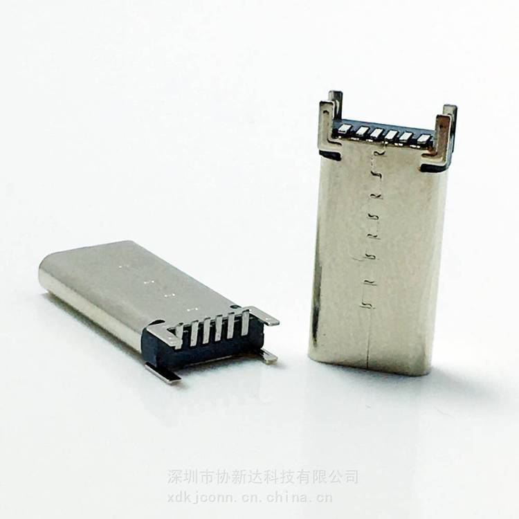 TYPEC直立式貼板母座USB3.1立式貼片插座H=17.5MM6PIN180°立貼母座