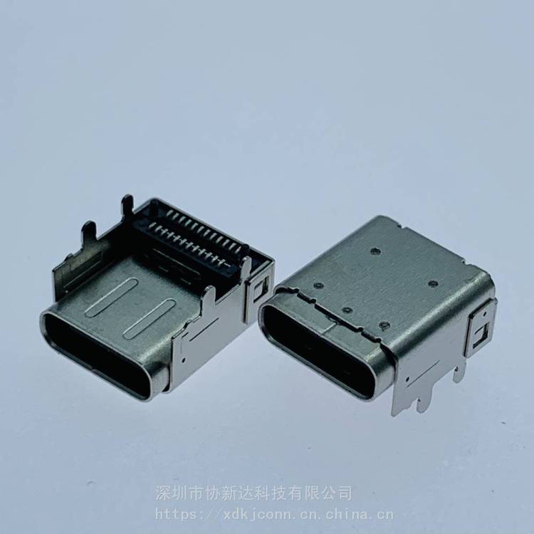 TYPEC墊高母座USB3.1板上四腳插板SMT插座24PIN臥式雙貼母座加高3.4MM