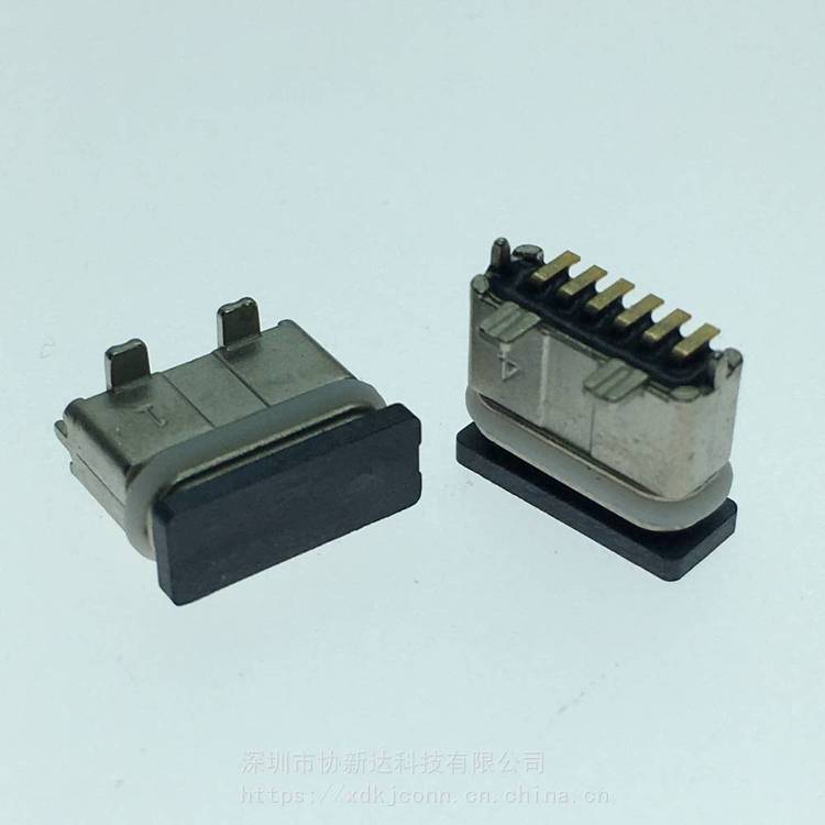 6PIN立貼防水母座TYPEC直立式180度SMT防水插座USB3.1立式貼片防水IPX7等級(jí)
