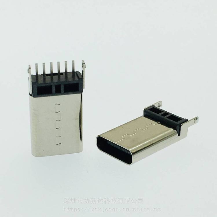 TYPEC立式直插14.2MM母座USB3.1直立式180度DIP插座6PIN立插母座不銹鋼