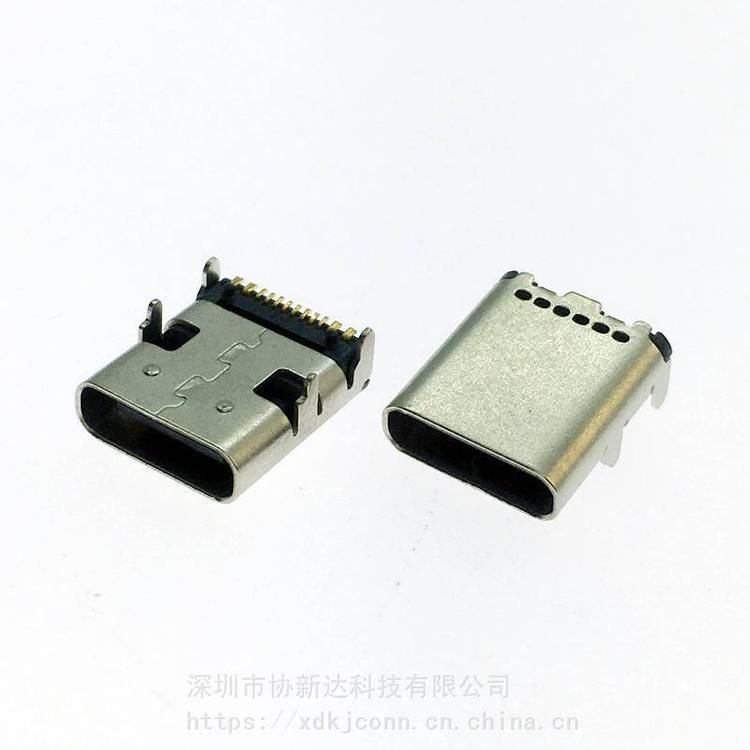 16Pin板上10.0mm母座加長(zhǎng)TYPEC四腳插板SMT插座USB3.1前插后貼有柱母座