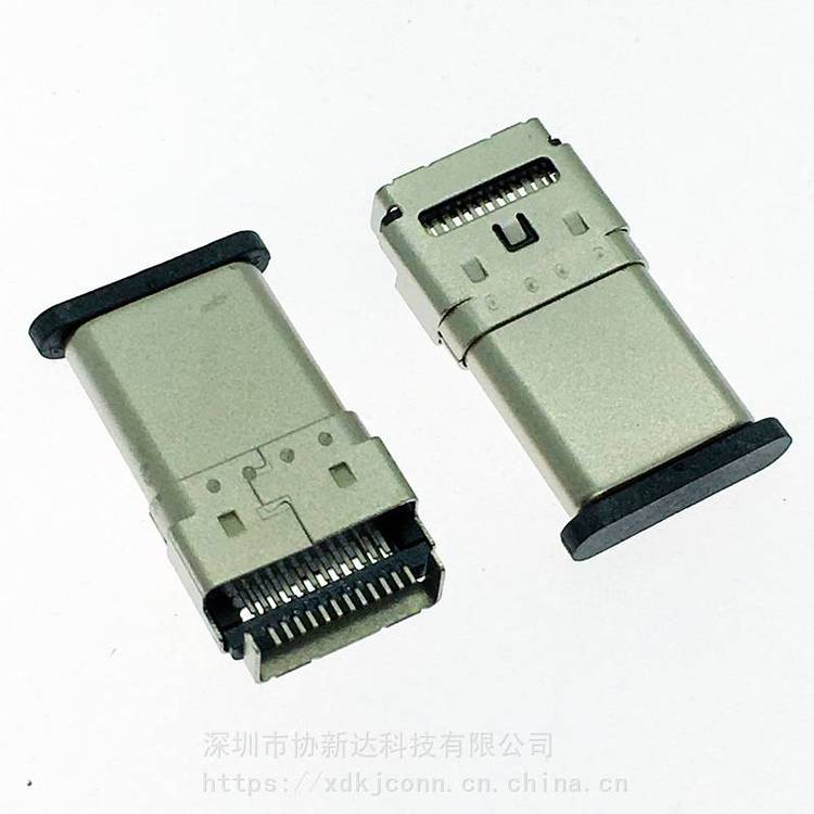 24P沉板雙貼公頭TYPEC沉板式SMT插頭USB3.1拉伸款沉板貼片插頭L=15.5MM