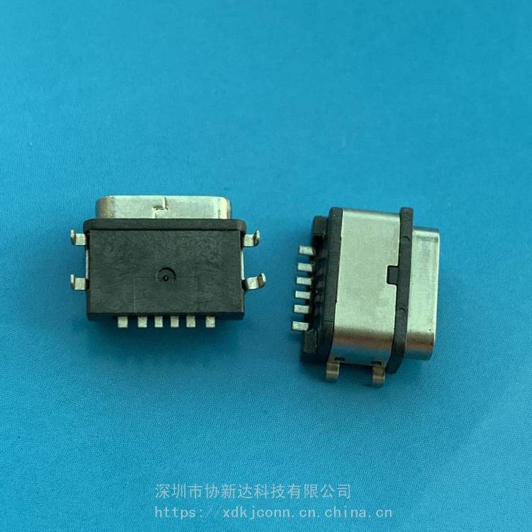 沉板6Pin防水母座TYPEC四腳插板防水插座USB3.1沉板SMT防水母座IPX7防水等級(jí)