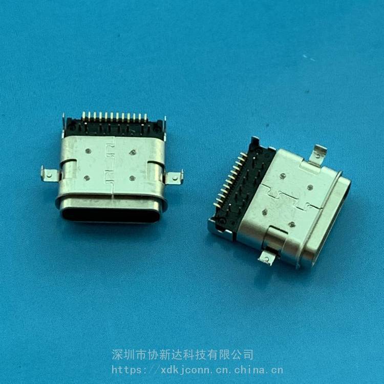 USB3.1沉板防水母座24PIN兩腳沉板式DIP SMT防水插座TYPEC防水帶防水膠圈
