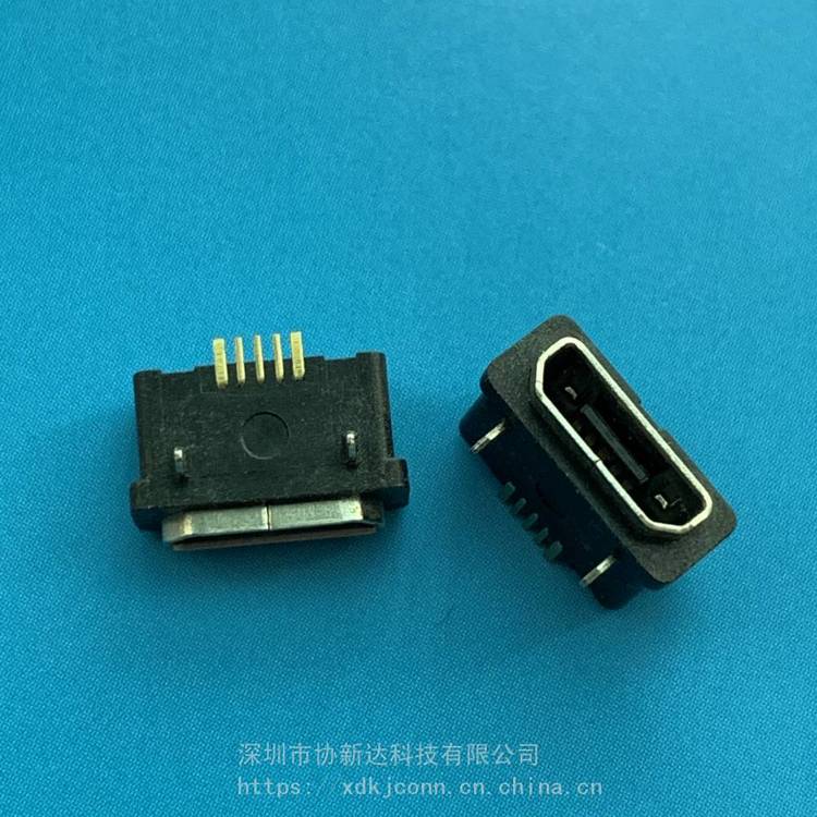 MICRO插板5.9mm防水母座邁克5P\/F板上兩腳插板防水插座麥克B型防水帶防水膠圈