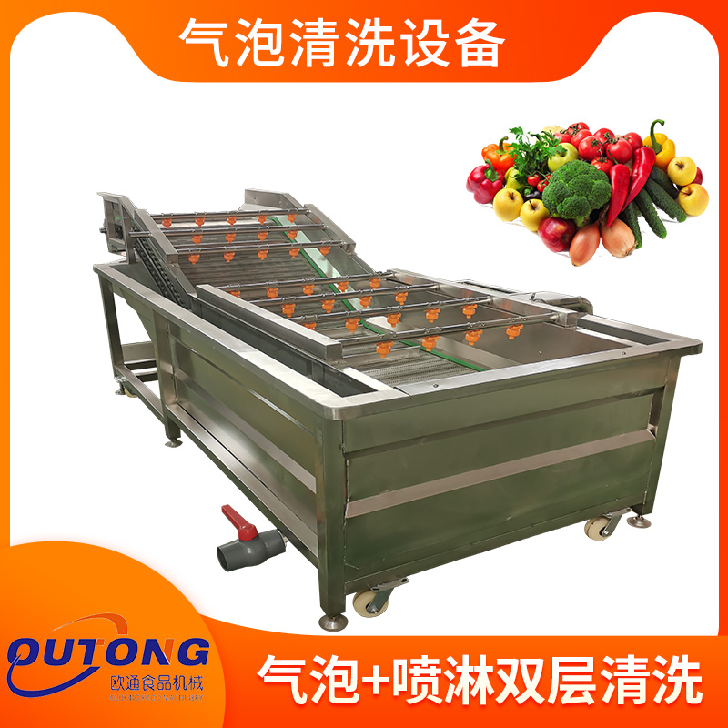 工廠大型果蔬氣泡清洗機(jī)中央廚房?jī)舨思庸ち魉€設(shè)備