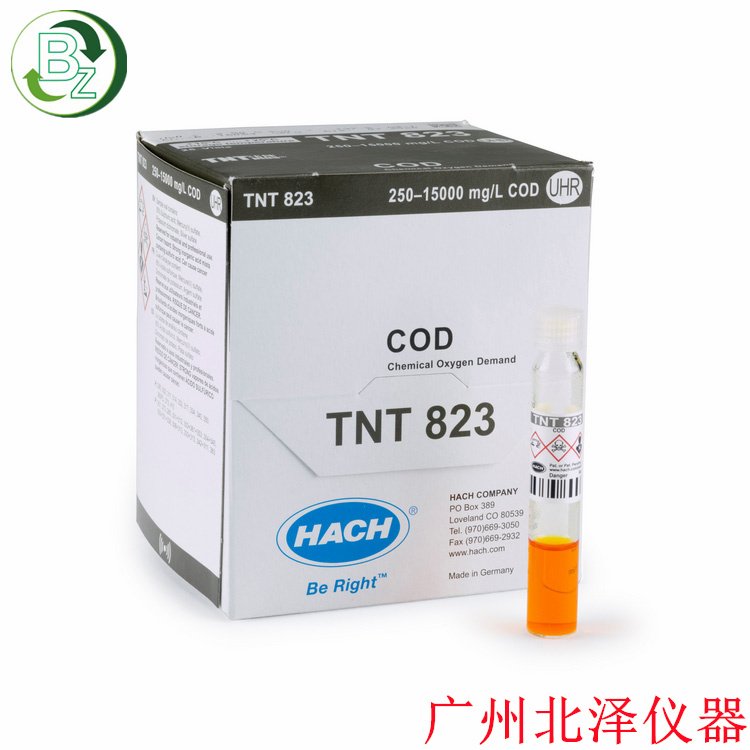 美國哈希HACHCOD試劑TNT823-CN帶條形碼cod預(yù)制試劑200-15000mg\/L