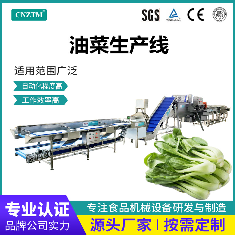 預制菜類油菜加工生產線（連續(xù)式小青菜清洗設備視頻）