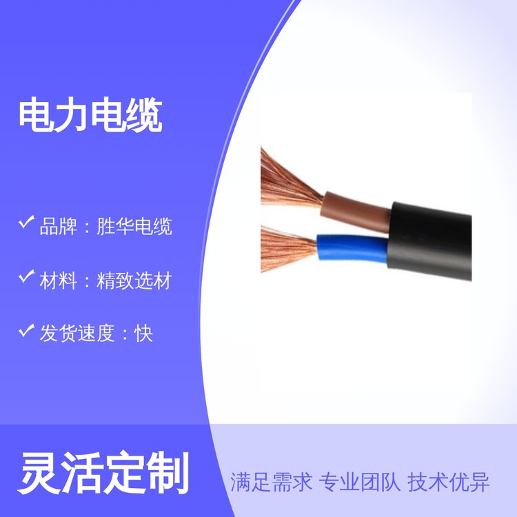 勝華電纜精致選材電力電纜2500V測試電壓銅芯五星服務(wù)耐火耐腐蝕