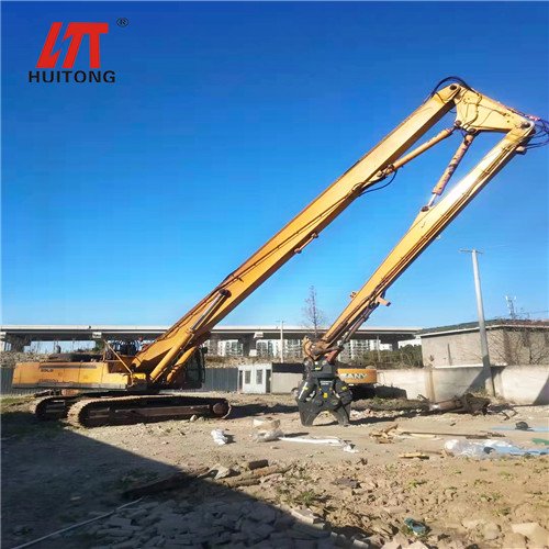 匯通-HD1430挖機(jī)拆樓臂改裝三段式加長(zhǎng)臂高空拆除不費(fèi)勁省時(shí)省力