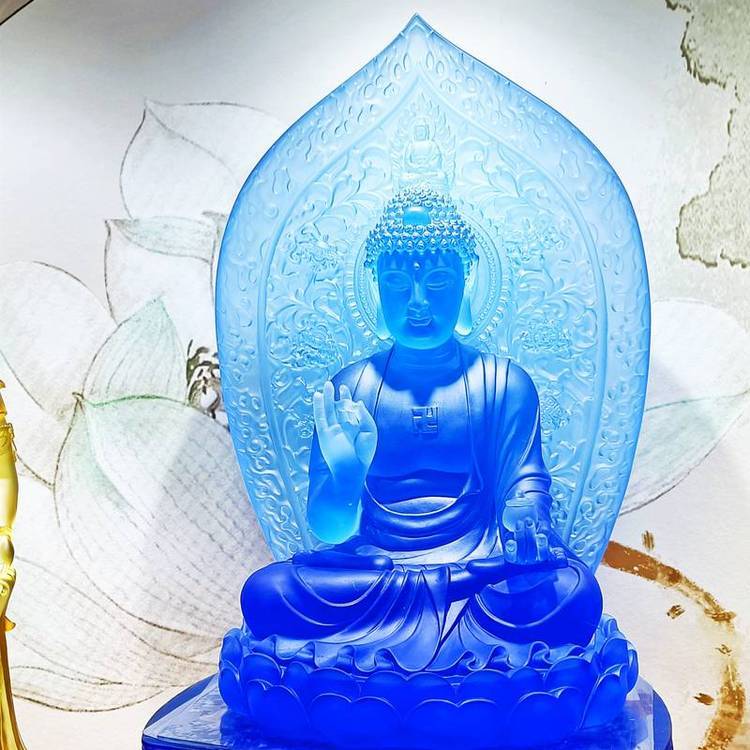 大號琉璃藥師佛，1米琉璃藥師佛，古法琉璃佛像廠家，***琉璃佛藥師七佛，佛堂琉璃佛像裝飾，琉璃廠家