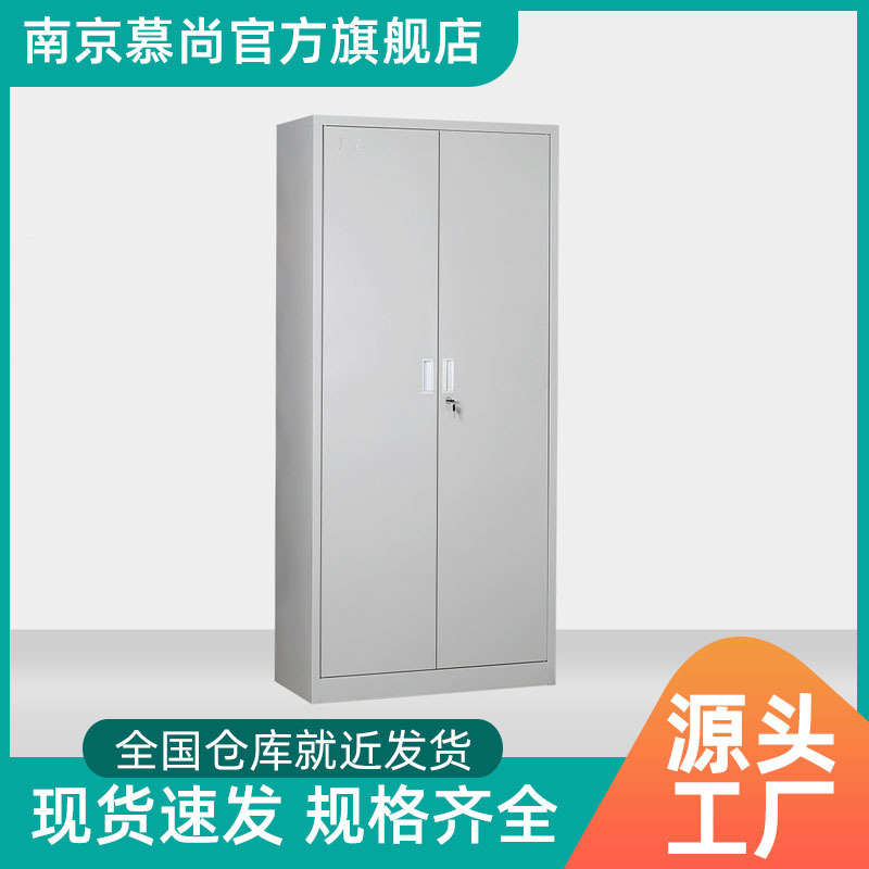 簡約鋼制通門圖書柜加厚資料檔案鐵皮柜對開門帶鎖落地文件柜兩門