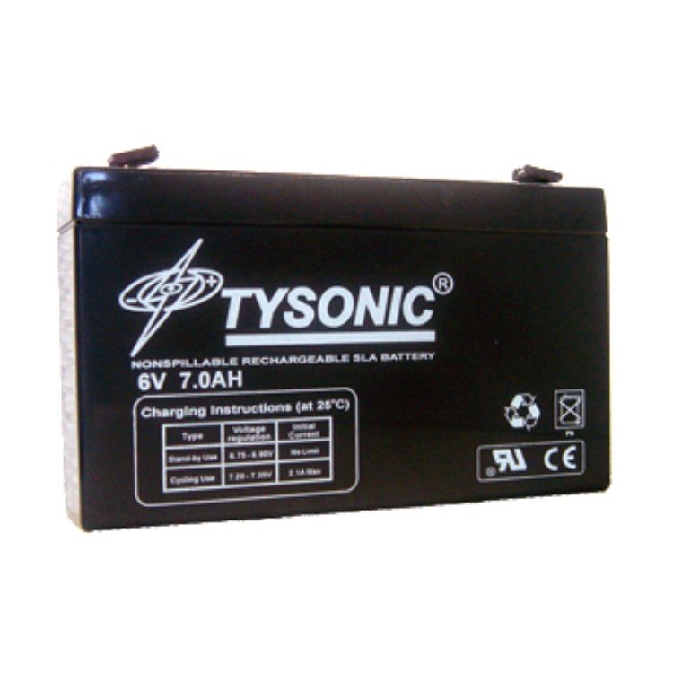 美國(guó)TYSONIC蓄電池6V7AH高性能密封鉛酸可充電電池
