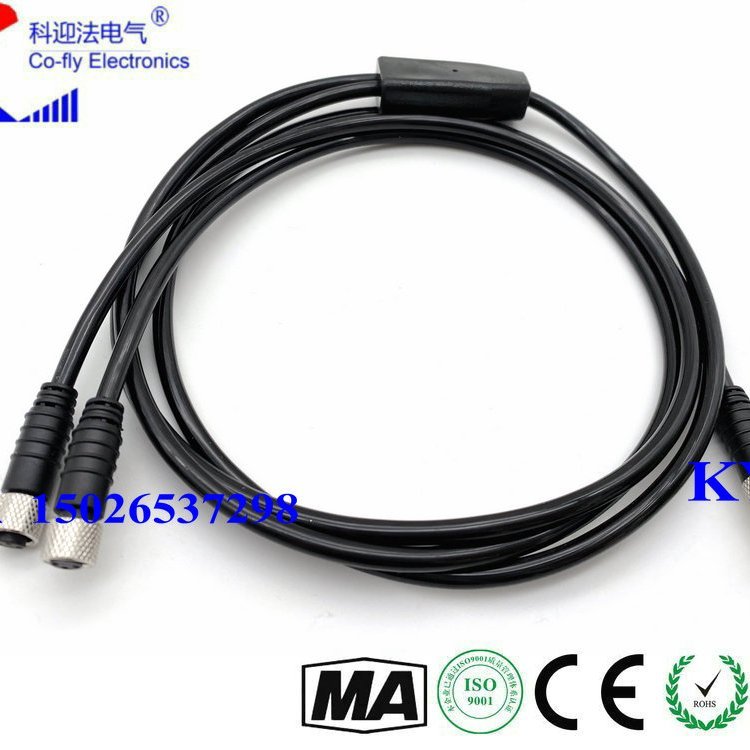 科迎法Y型分路器，M8-3芯一分二連接器帶線型