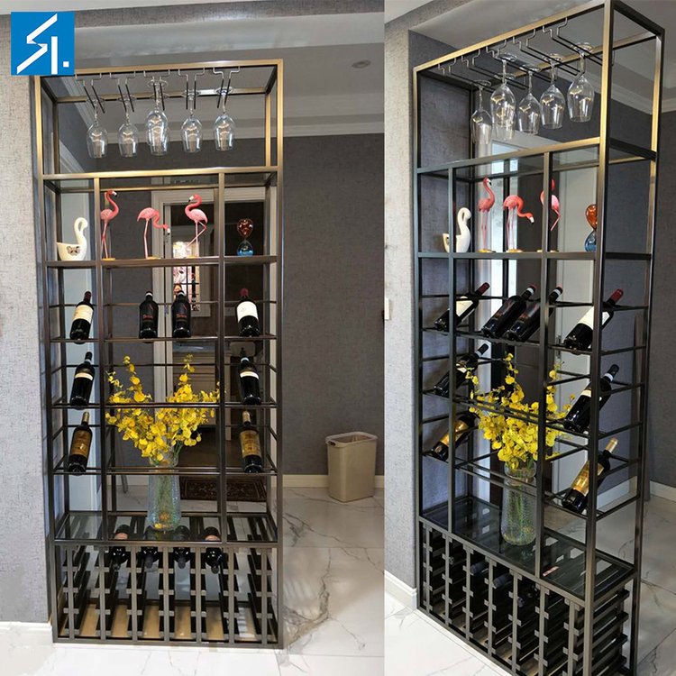 賽馳爾不銹鋼酒柜會所輕奢常溫紅酒柜酒店酒吧別墅金屬展示紅酒架