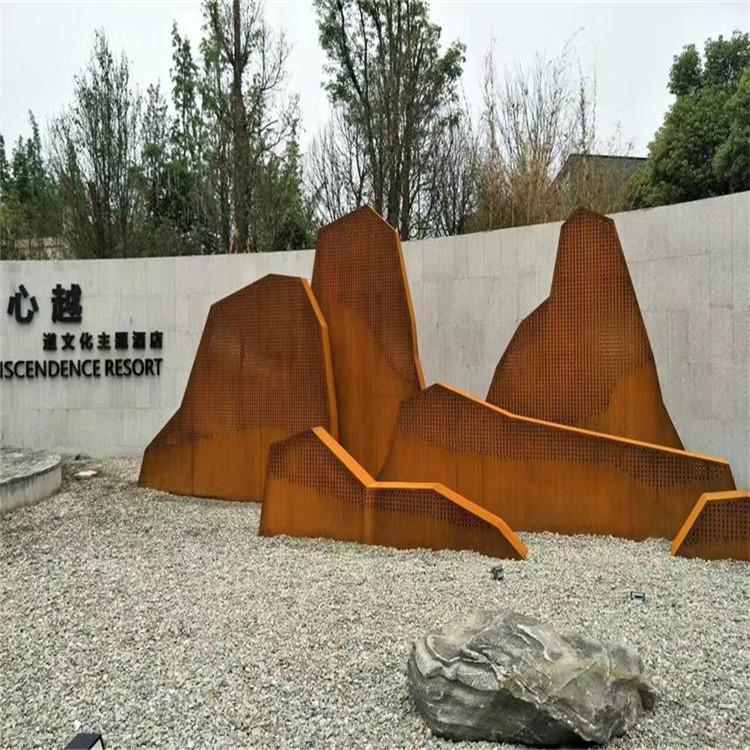 鏤空紅銹板復古景墻銹鋼板樹篦子可出口氟碳漆耐候鋼屏風