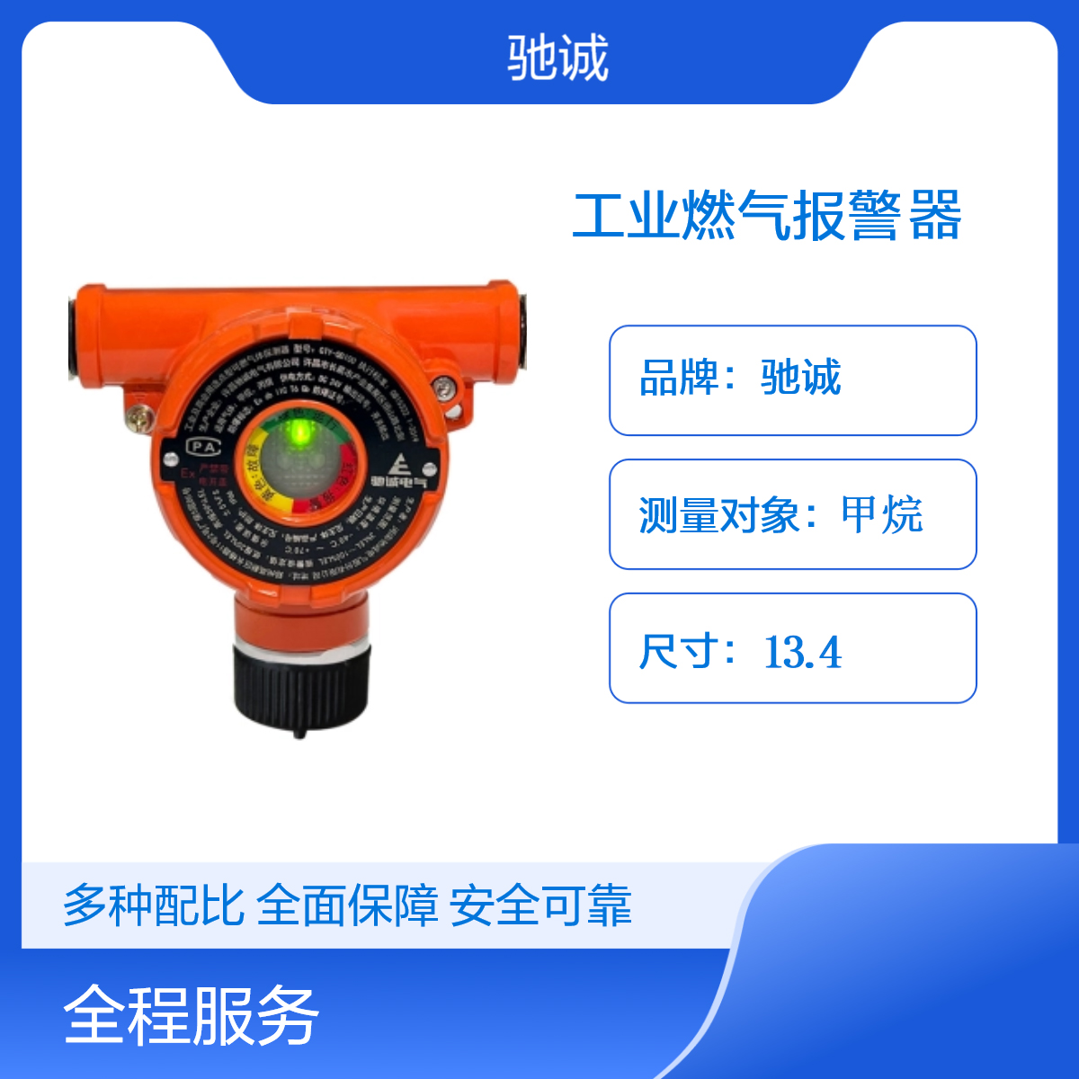 馳誠(chéng)工業(yè)級(jí)IP66防護(hù)等級(jí)甲烷燃?xì)鈭?bào)警器LED顯示24V電壓