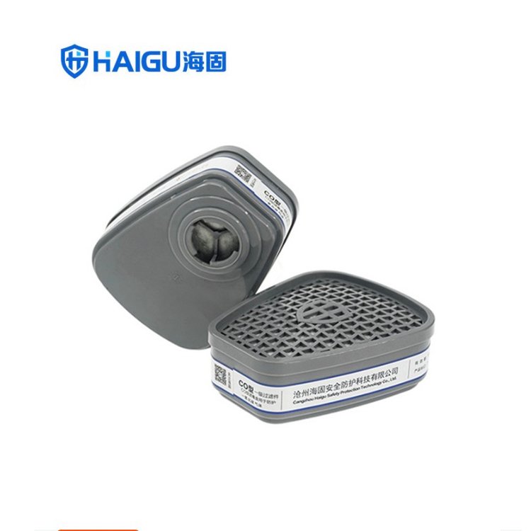 海固P-CO-1型濾毒盒需搭配半面罩使用，自吸過(guò)濾式防毒面具